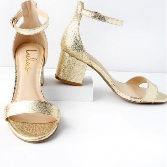 Lulus Shoes - ❤️Lulus Gold  Block Heel Sandals 5.5